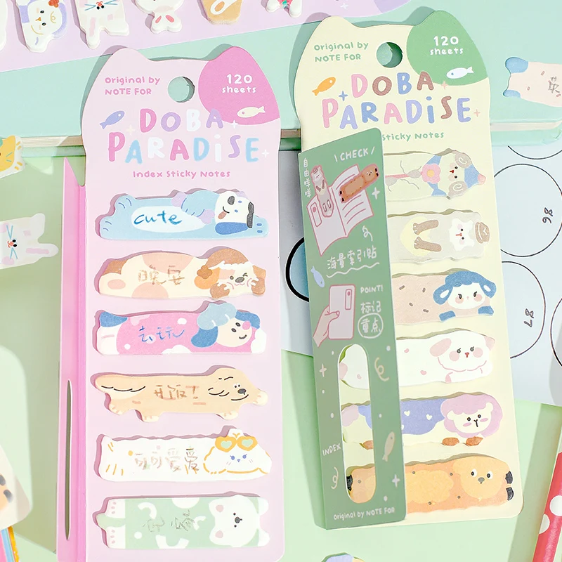 120Pcs Cute Animals sticky Notes Index Sticker Decoration Message Notes Paper Classification Marker Stickers Memo Pad