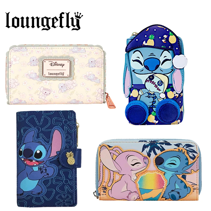 

7 styles Loungefly Disney Cute Stitch Cherry Blossom Zip Around Wallet