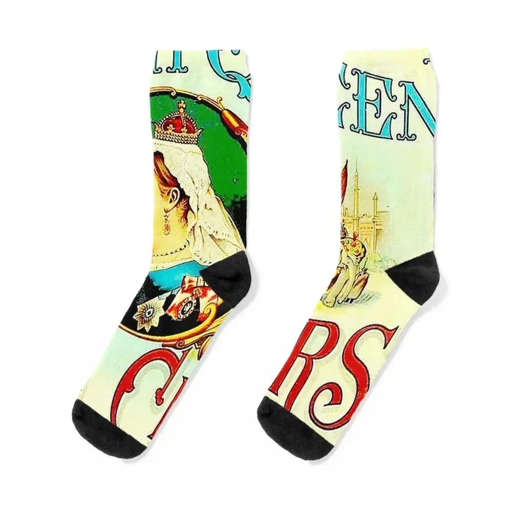 HAVANA CIGARS : Vintage British Queen Advertising Print Socks winter gifts snow hip hop Run Socks Ladies Men's