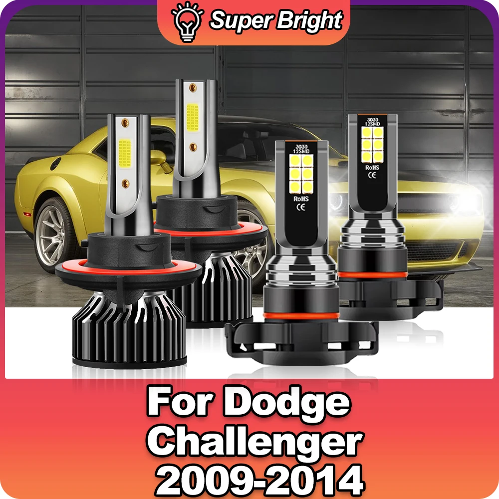 

2/4X LED H13 Hi/Lo Beam 5202 Car Headlight Bulbs 6000K 30000LM Fog Light For Dodge Challenger 2009 2010 2011 2012 2013 2014 12V
