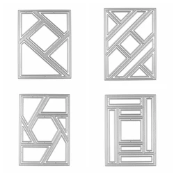 Patchwork Background Board Metal Cutting Dies Hexagon and Line Rectangular Frame Die Cuts for Scrapbooking DIY Album Card Making