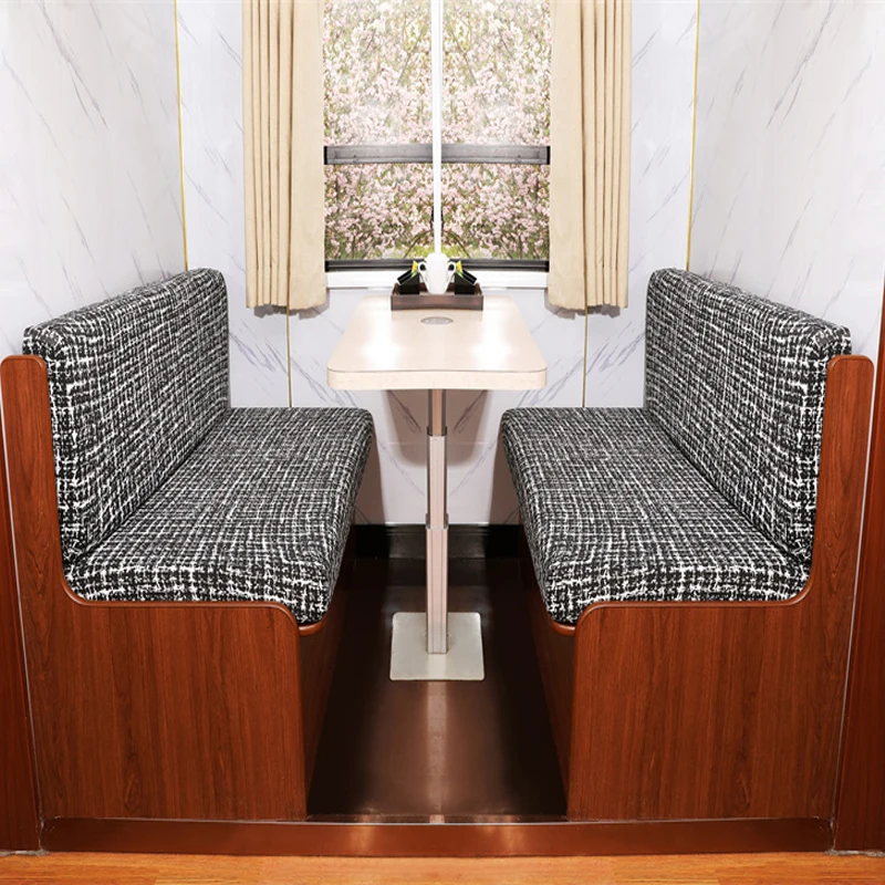 2pcs/set Floral Printed RV Dinette Cushions Covers Elastic Armless Sofa Covers Bench Seat Slipcovers Protector for Camper Car
