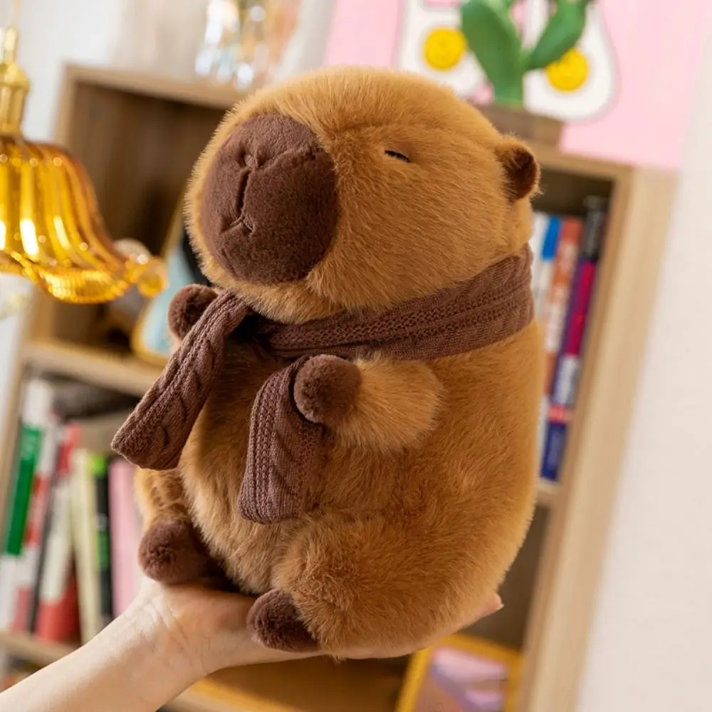 Cute Removable Scarf Scarf Capybara Plush Doll Soft Stuffed Simulation Capybara Ornaments PP Cotton Stuffed Capybara Doll Kid