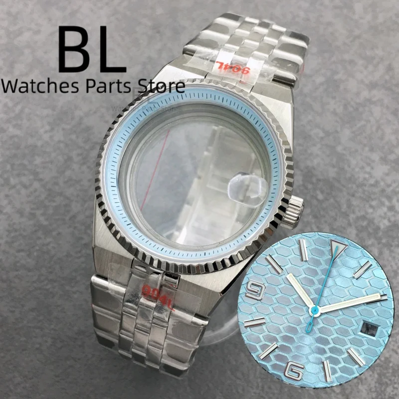 BLIGER 36mm40mm High Quality Silver BLand-DwelweMen's Watch Case For NH35 Movement Watch Parts Sapphire Glass 10BAR Watches Box