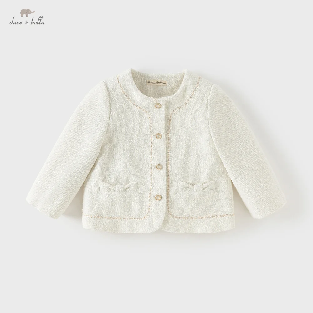 

Детское пальто Dave Bella, осенне-весеннее пальто принцессы для девочек, повседневная верхняя одежда с длинными рукавами, элегантная праздничная детская одежда DB1260585