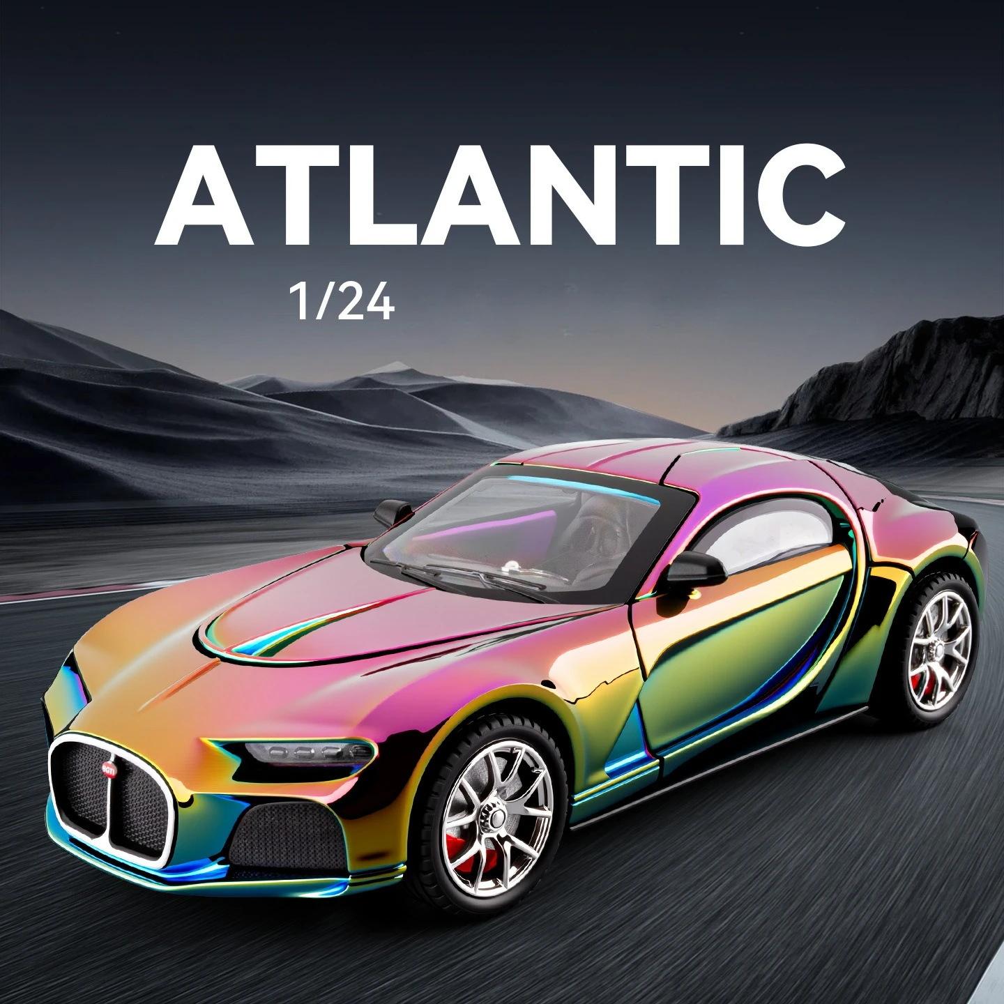 1:24 Atlantic Galvanikversion Simulation Legierung Sportwagen Modell Sound und Licht zurückziehen Spielzeugauto