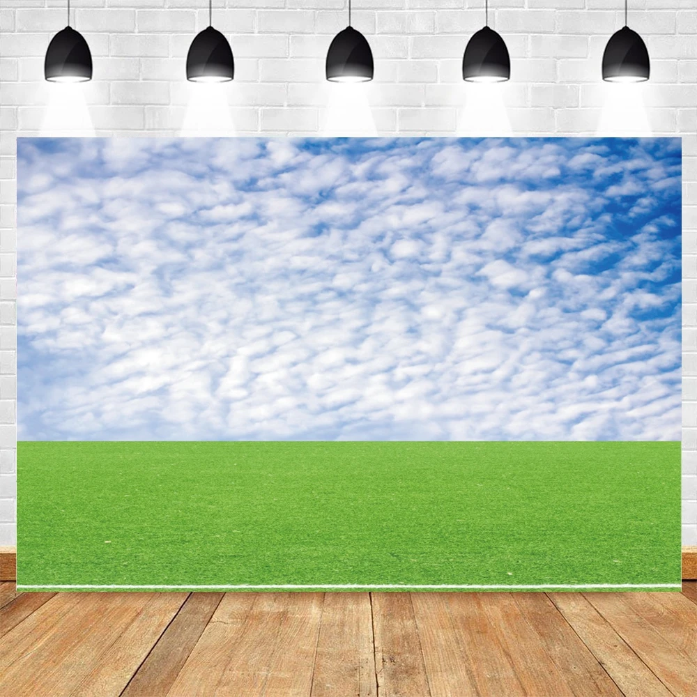 Green Grass Blue Sky Cloudy Photography Backdrop Spring Natural Landscape Baby Portrait Photographic Background Photo Studio