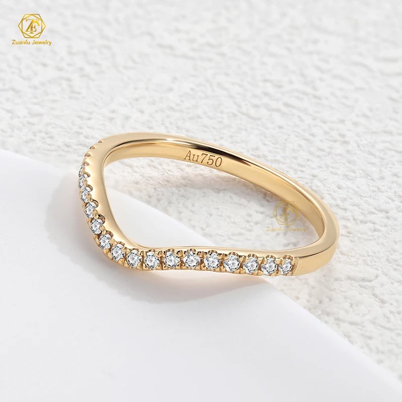 18K Yellow Gold 1.3mm FG VS Round Natural Diamond Half Band Eternity Ring for Fashion engagement Daily Wear