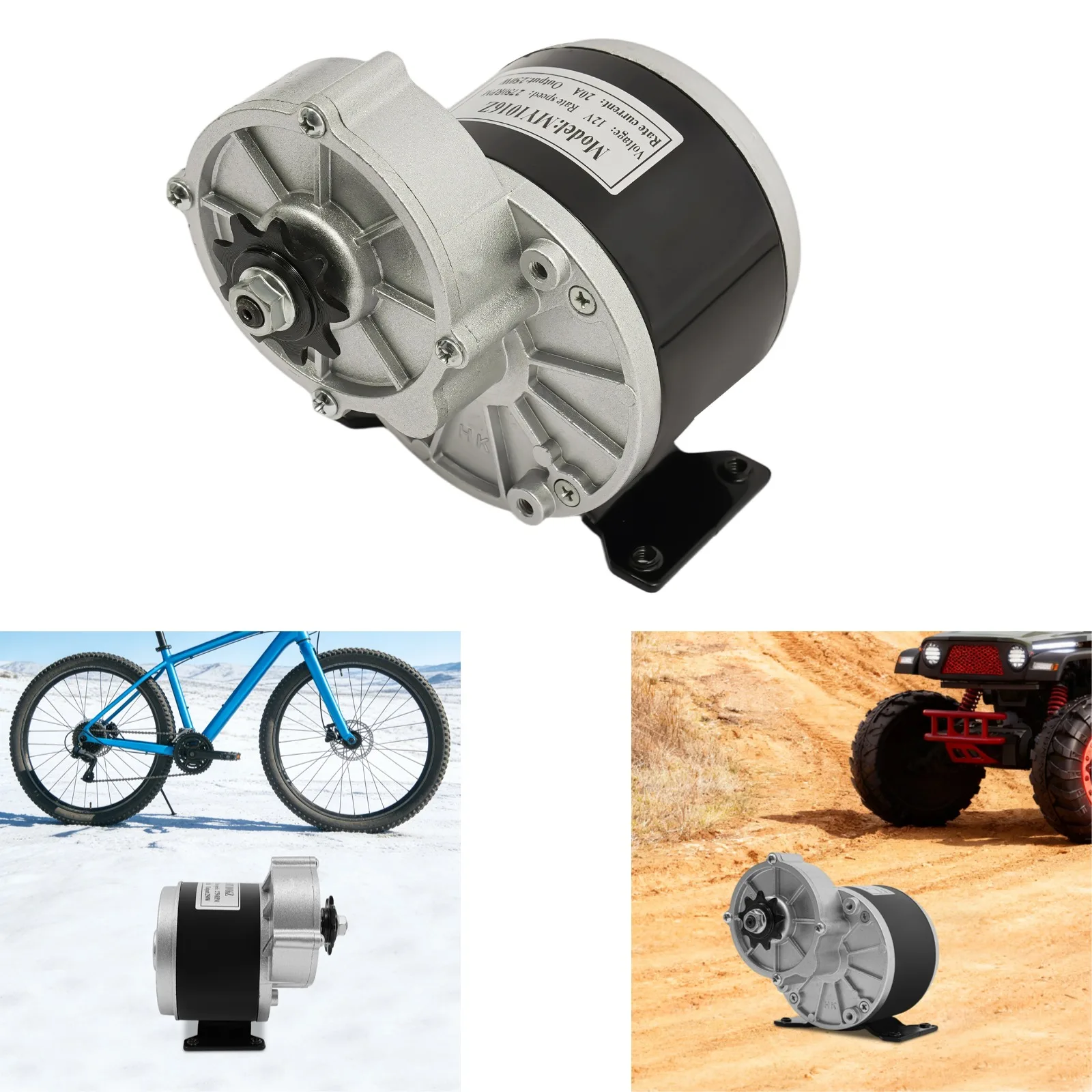 250W 12V Gear Reduction Motor Brushed DC Motor Electric Bicycle Brushed Motor High Torque 220lbs Load for Electric Bicycle Scooter Go Kart DIY Kit