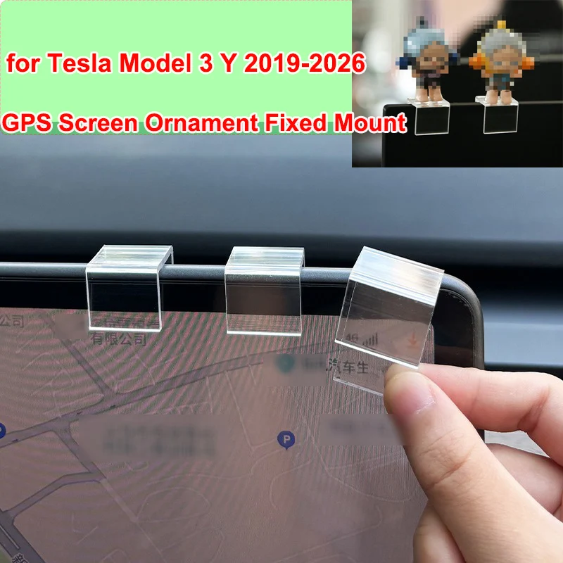

for Tesla Model Y Juniper 2026 Model 3 2025 2023 Acrylic Ornament Fixed Mount Center Control GPS Screen Decoration Stand Gadgets