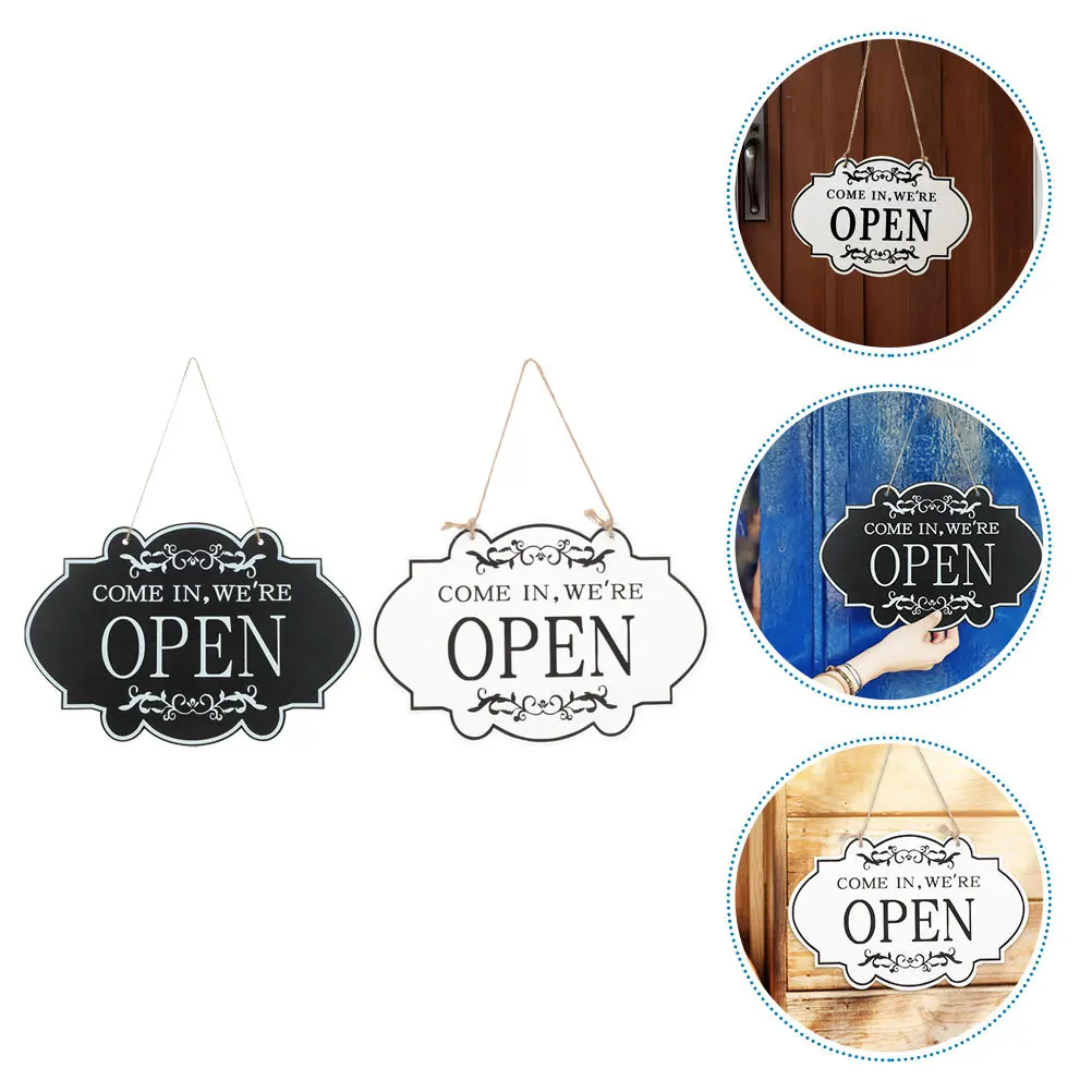 

2Pcs Vintage Wooden Open Closed Signs Double Sided Business Door Hanging Rope 17x78inch for Coffee Shops Restaurants Bars