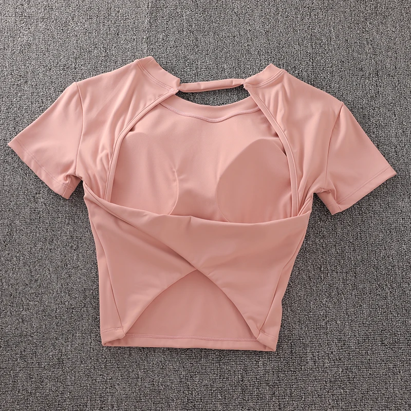 Short Sleeve Yoga Tops Sexy Backless Fitness Wear Top Outdoor Soft Comfortable Sports Yoga Top