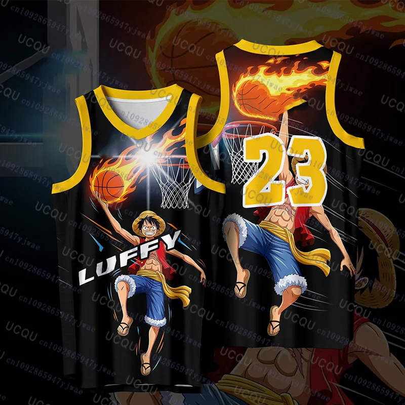 

Японское аниме цельный баскетбольный жилет Луффи No 23 уличная футболка без рукавов оверсайз повседневный спортивный дышащий жилет для фитнеса на открытом воздухе