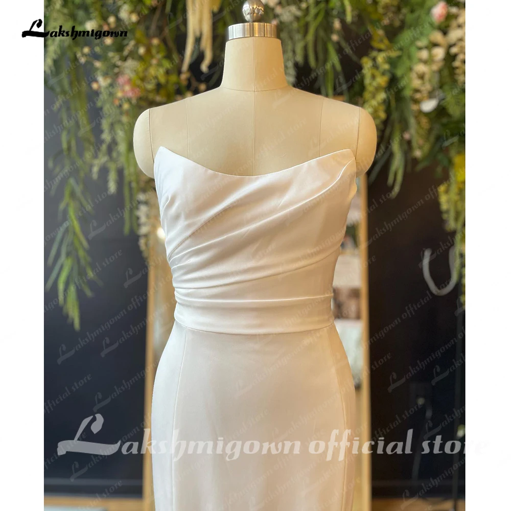 Lakshmigown Soft Satin Mermaid Wedding Dress Plunging Backless Sexy Bridal Gowns vestido de noiva sereia