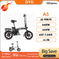 DYU A5 14 Inch Full Foldable Electric Bike 48V 7.5AH 250W 25km/h range 60km disc brake system