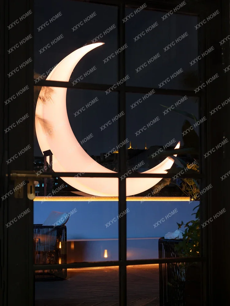 Moon-Light Lamp Outdoor Floor Moon Lamp Art Gallery Landscape Crescent Lawn Decoration Courtyard Garden Landscape Lamp