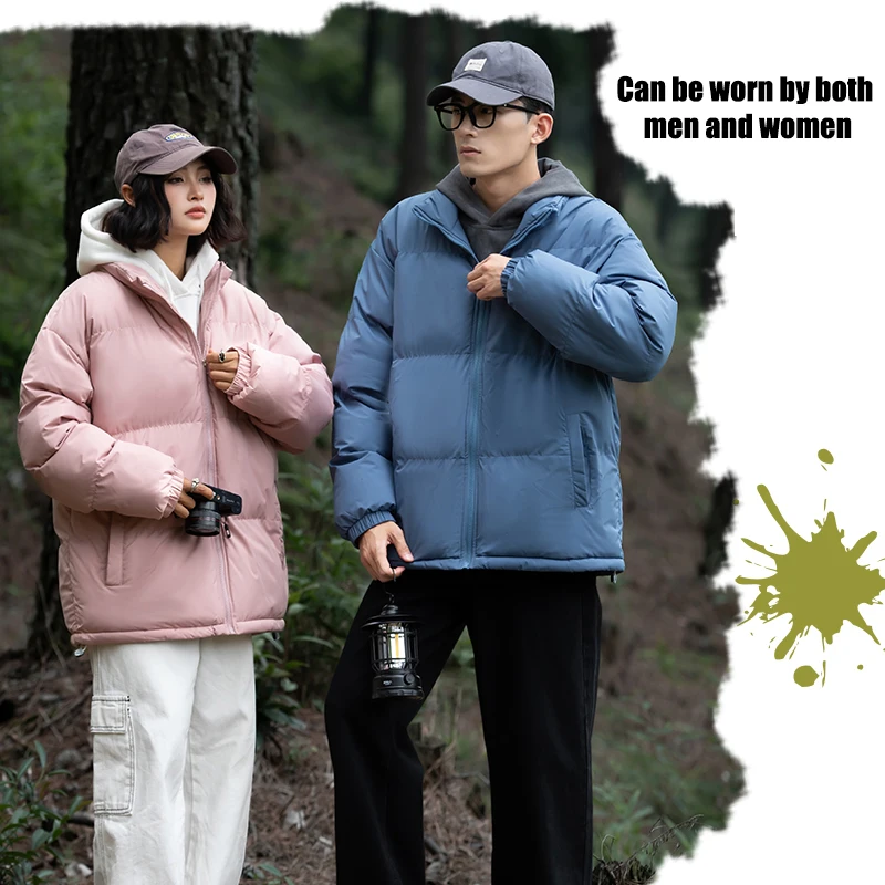 Harajuku Y2k Men Warm Parkas Winter Couple Coat Solid Color Cotton Oversize Male Winter Jackets Windbreaker Padded Woman Parkas