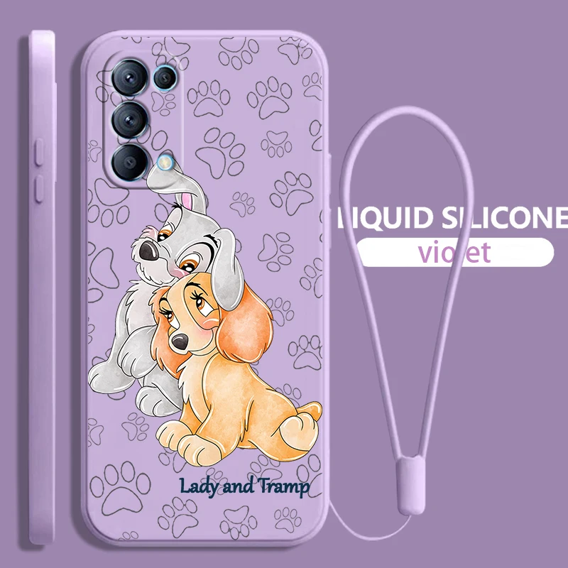 Lady And The Tramp Cute For OPPO Find X6 X5 X3 X2 Neo Pro Lite A5 A9 2020 A53S 4G 5G Silicone Soft Liquid Rope Phone Case Cover