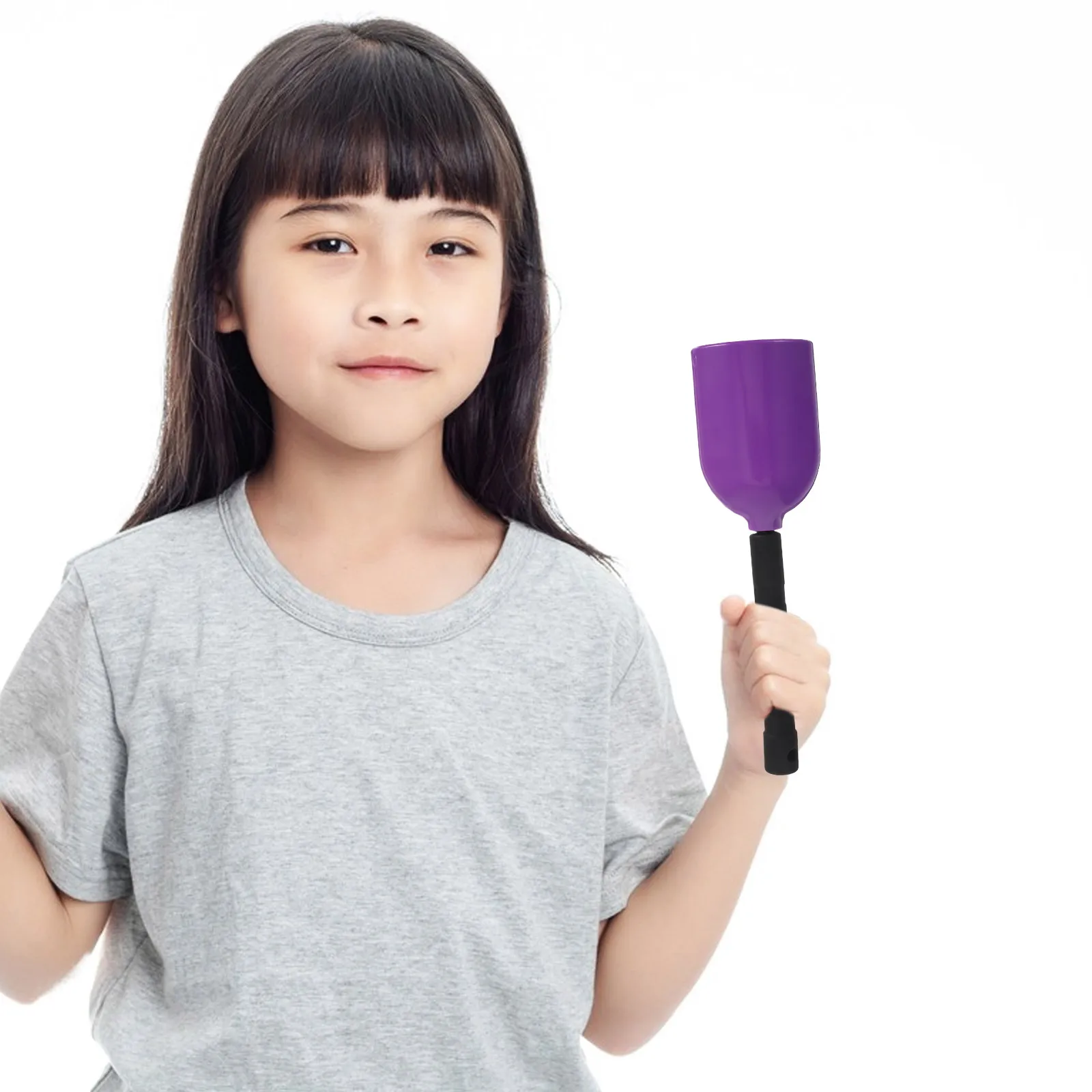 

Long Handle Handheld Cow Bell Cowbell for Drum Kit Musical Instrument Purple Wood with Stick Child