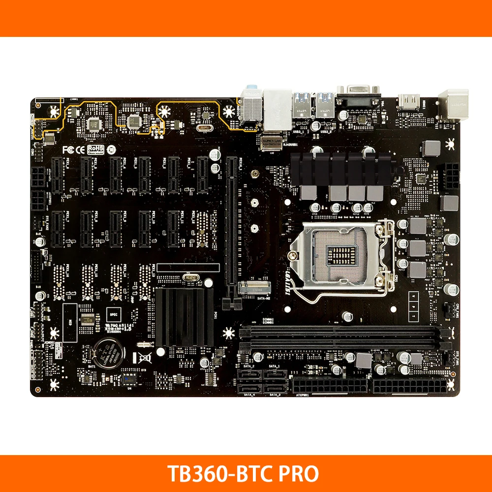 BIOSTAR 마이닝 마더보드용 정품, B360 지지대 8th 9th CPU, LGA 1151 DDR4 32GB ATX TB360-BTC PRO