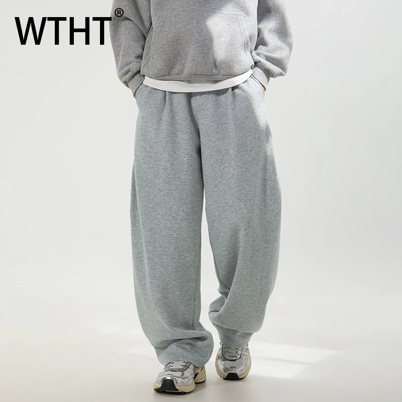 

WTHT Fashion 2026 Spring Men's Pleated Loose Solid Color Casual Pants Trendy American Style High-waisted Trousers Male 2A2703