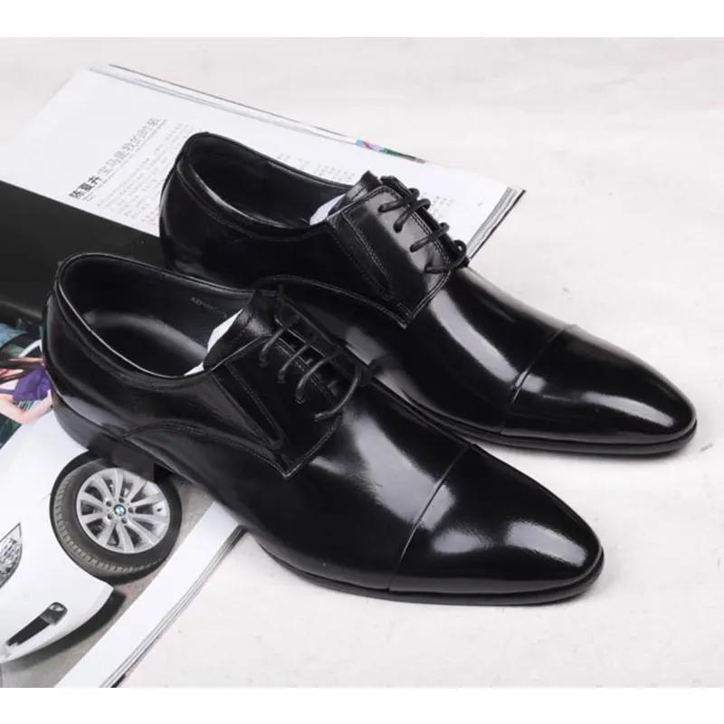 2025 cross-border new men's pointed business formal casual high-quality leather shoes European version lace up wedding shoes