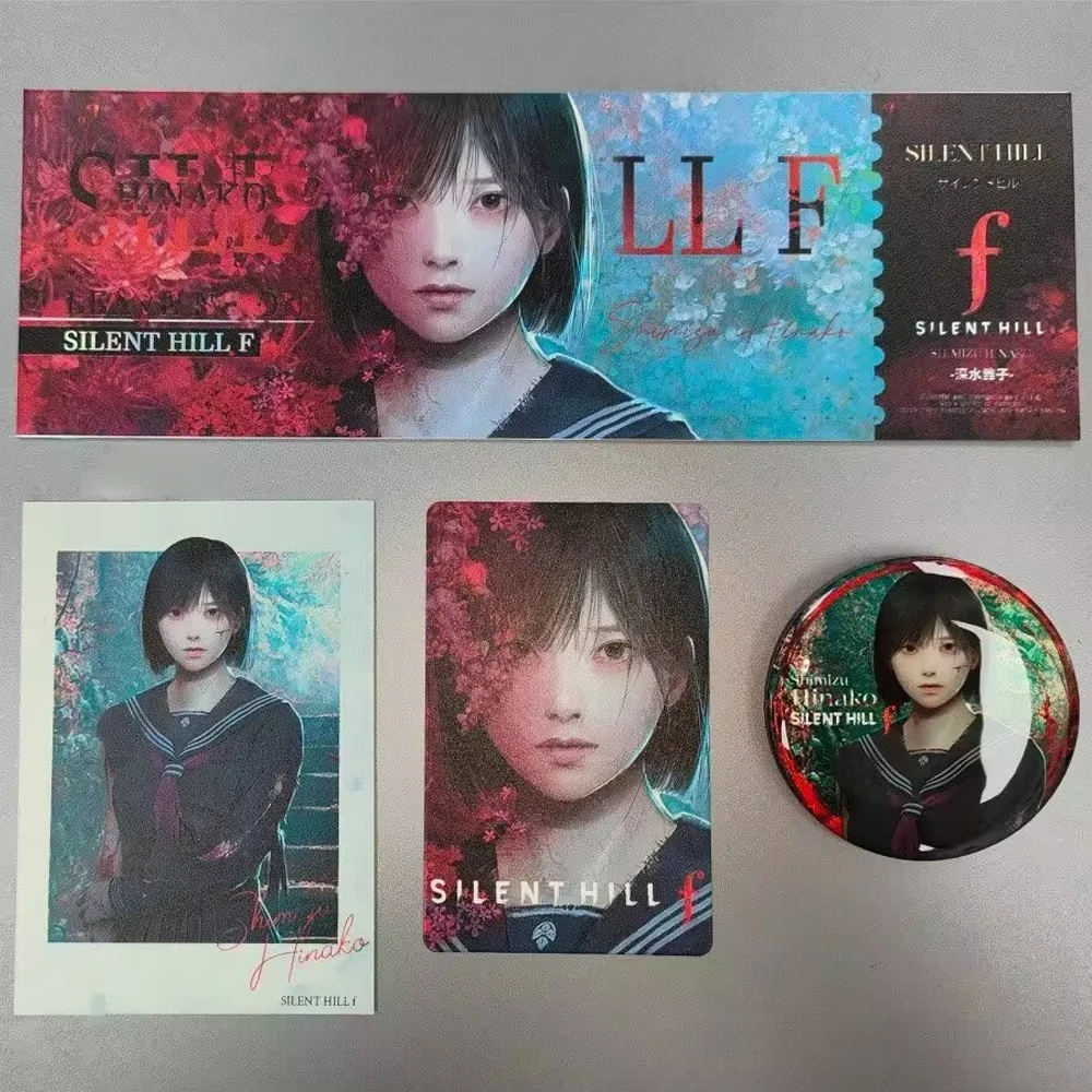 Game SILENT HILL f Shimizu Hinako Cosplay Laser Ticket Badge Metal Brooch Collectible Pins Halloween Party Art Paper Props