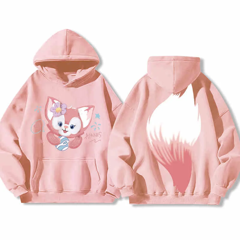 Disney Lina Bell Women\'s Hoodies Autumn Fashion Brand Trend Cartoon Anime Clothes Cotton Hooded Jacket Loose Womens Clothing Top