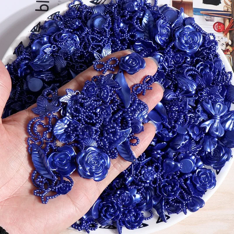 50 g/saco mix estilos abs resina imitação pérola meia flor redonda arco encantos para diy arte flatback grânulo jóias ornamento acessórios