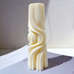 Roman Pillar Swirl Candle Silicone Molds Wave Twirl Taper Spiral Candles Mould Geometric Abstract Decorative Wavy Wax Mold