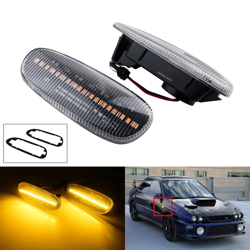 Para Subaru Impreza 1993-2001 lente transparente ámbar LED indicador lateral repetidor luces de señal de giro