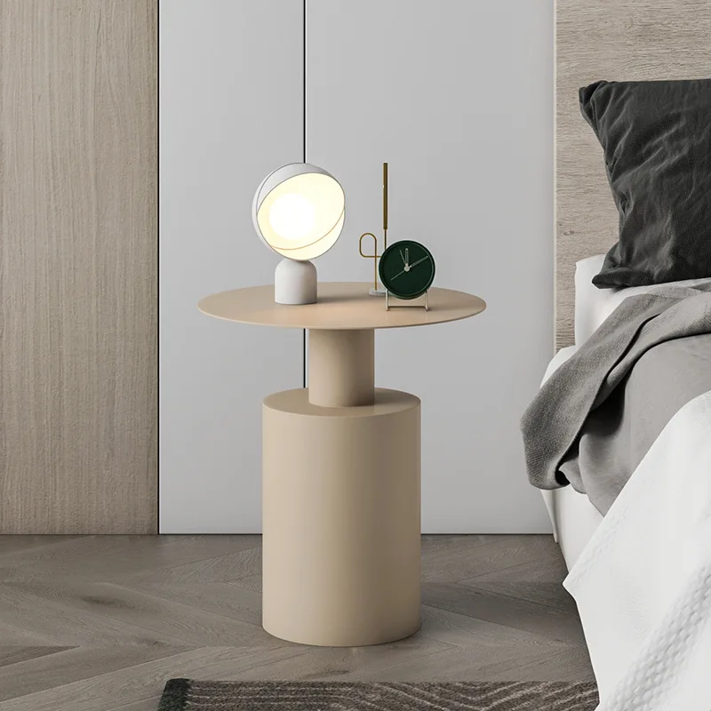 FULLOVE Nordic Style Bedside Tables Modern Minimalist Bedroom Round Creative Cupboard Light Luxury Iron Small Desk Dropshipping