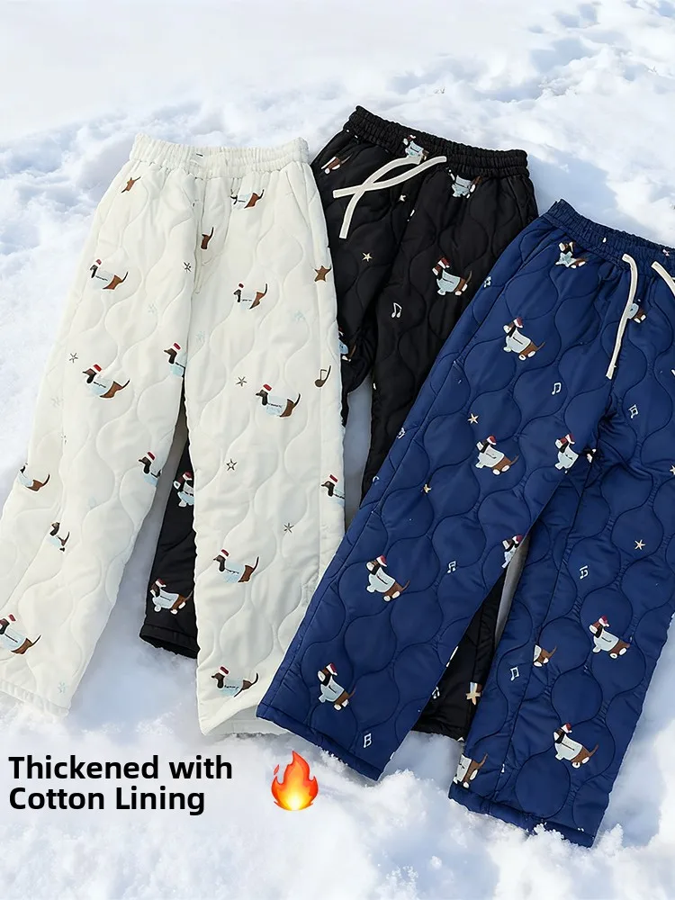 

Thiened American Sle Winter Casual Pants for Boys Warm Polyester Fiber Skiing Outdoor Sports Straight Leg Trousers