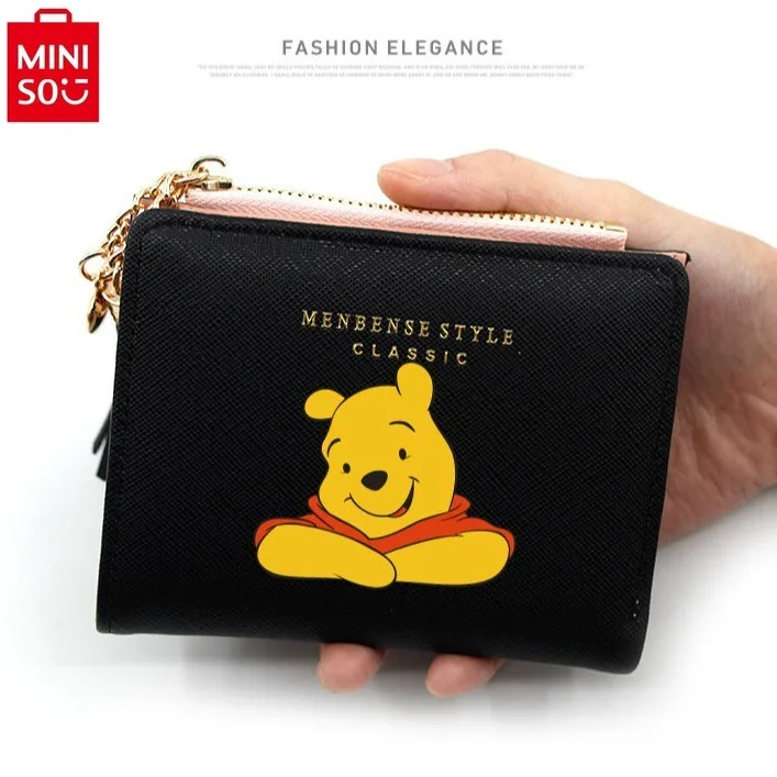 

MINISO Disney Vini Cartoon Print Zipper Tassel Wallet Student Fold Short Card Bag Coin Large Capacity Storage Zero Wallet