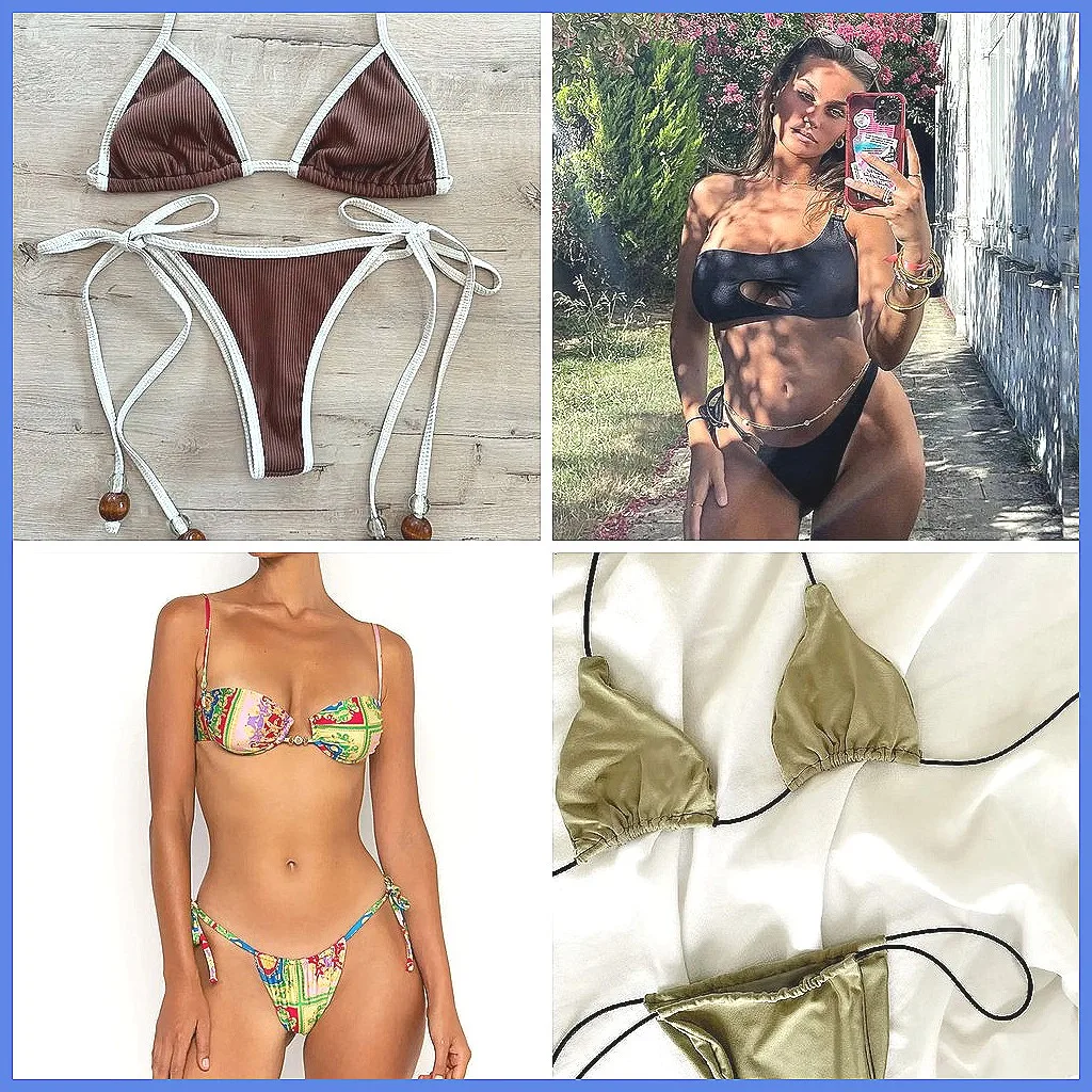 

2025 Sexy Brazilian Bikini Set: Micro Women Swimwear with Chain Detail, Beach Bathing Suit