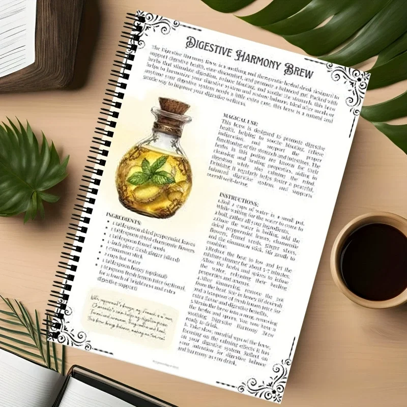 Herbal Healing Potions Recipes Notebook Mysterious Magic Herbal Record Book Suitable For Witchcraft Practice Book