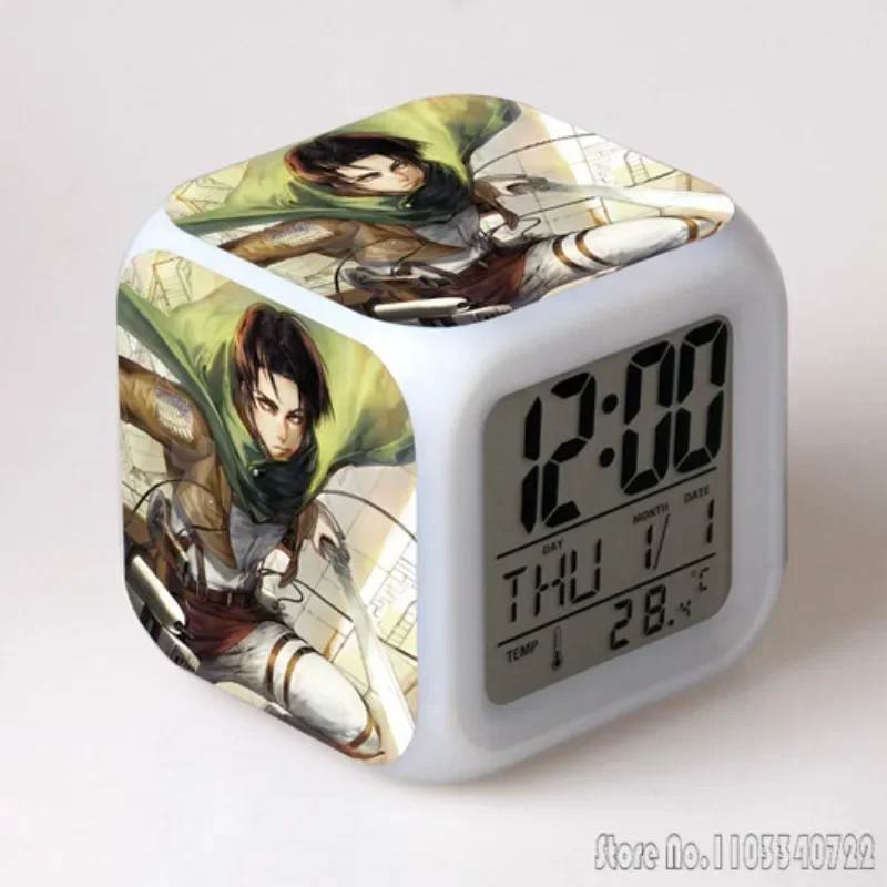 Anime De gigantische aanval van coole cartoonwekker Creatieve student 8x8x8cm LED-kubus Kleurrijk lichtweergave Tijd Week Maand