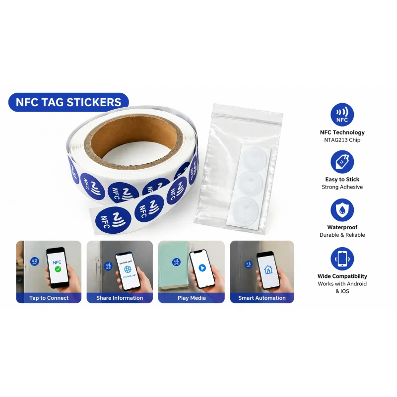NTAG215 NFC Blue Tags Stickers Original Chip Rewritable 504Bytes Memory Transparent RFID Labels Adhesive  Tags