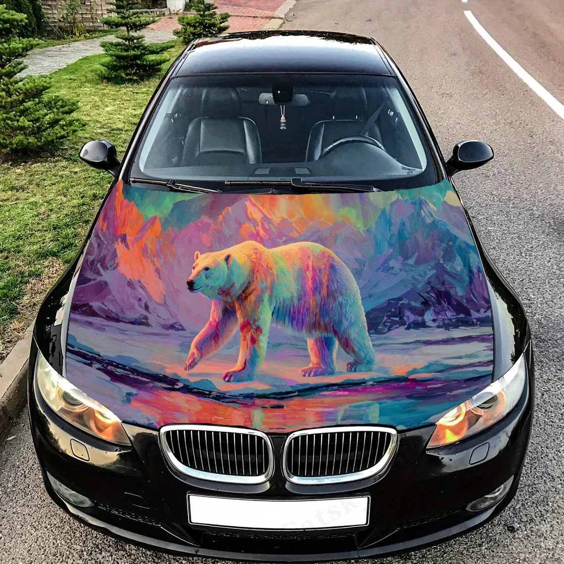 

Фэнтезийные красочные наклейки на капот автомобиля Polar, водонепроницаемые самоклеящиеся, устойчивые к царапинам, легко приклеиваемые, прочные автомобильные наклейки из ПВХ,