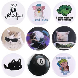 Pin de hojalata de 44mm Technoblade Never Dies, broche personalizado de Anime para la vieja escuela, Meme de gato divertido, insignia para Collar, joyería, regalo para amigos