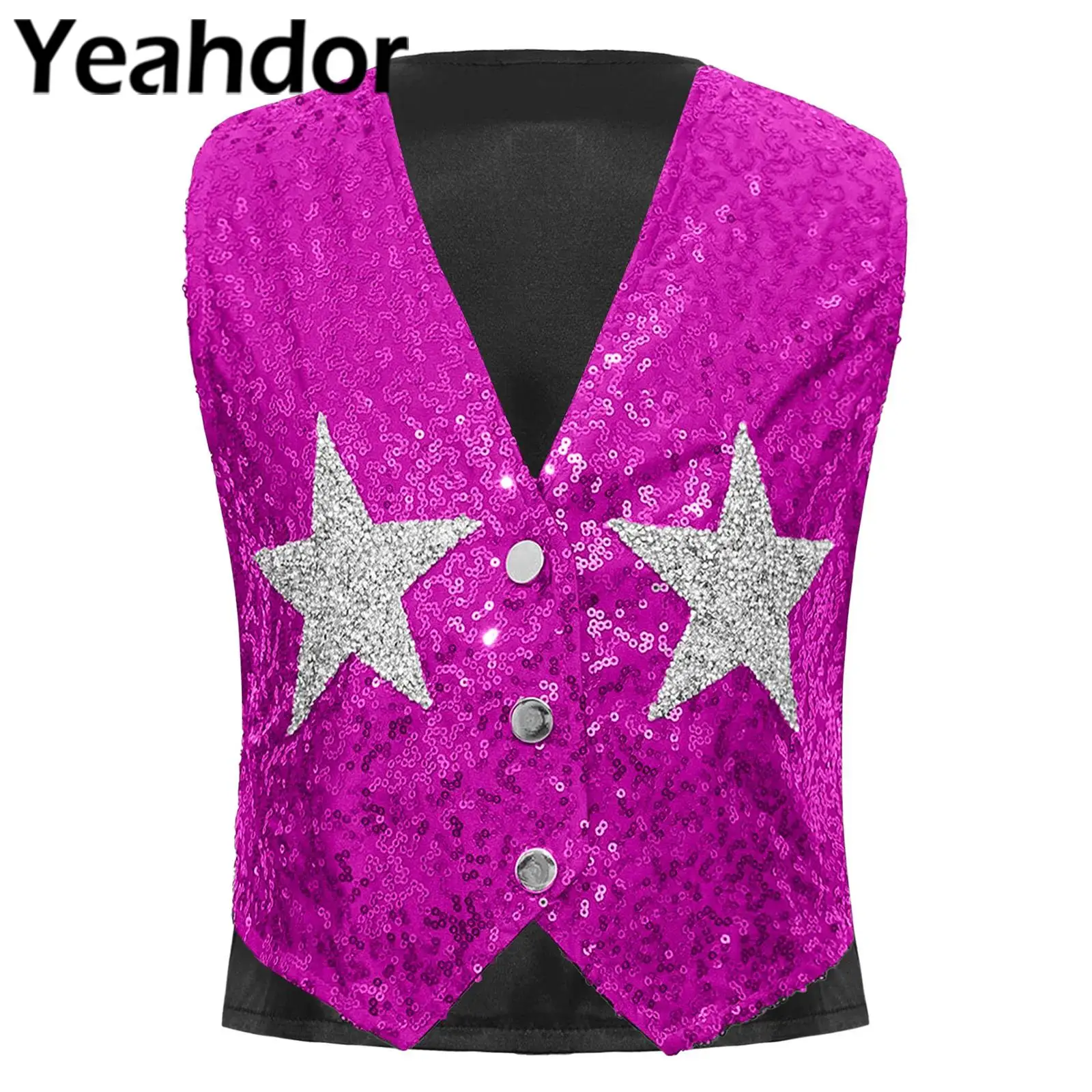 Cowboy Cowgirl Costume for Boys Girls Halloween Cosplay Roleplay Sleeveless Vest Sparkle Sequins Stars V Neck Buttons Waistcoat