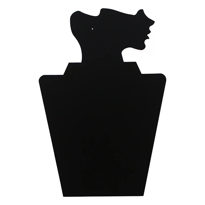 Expositor de cartón negro de terciopelo para pendientes y collares con vista lateral, organizador de joyas simple con vista lateral, soporte, estante, estuche