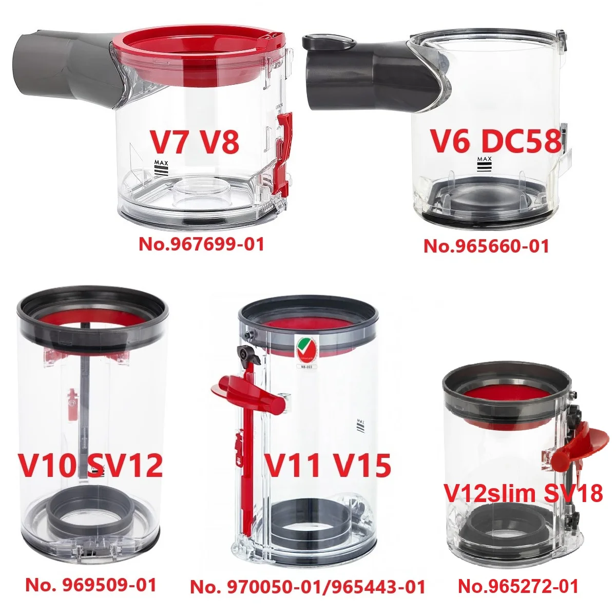 Boîte de collecte des poussières pour aspirateur Dyson V6 V7 V8 V10 V11 V15 SV12 DC58 DC59, bac à poussière de remplacement