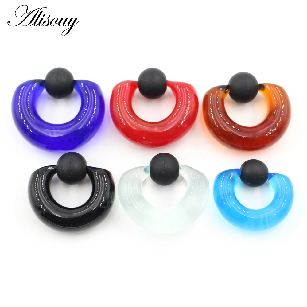 Alisouy 2PCS Glass Captive Ear Plugs Tunnel Expander Tragus Hoop Earrings Nose Nipple Ring Septum Clickers Piercing Body Jewelry