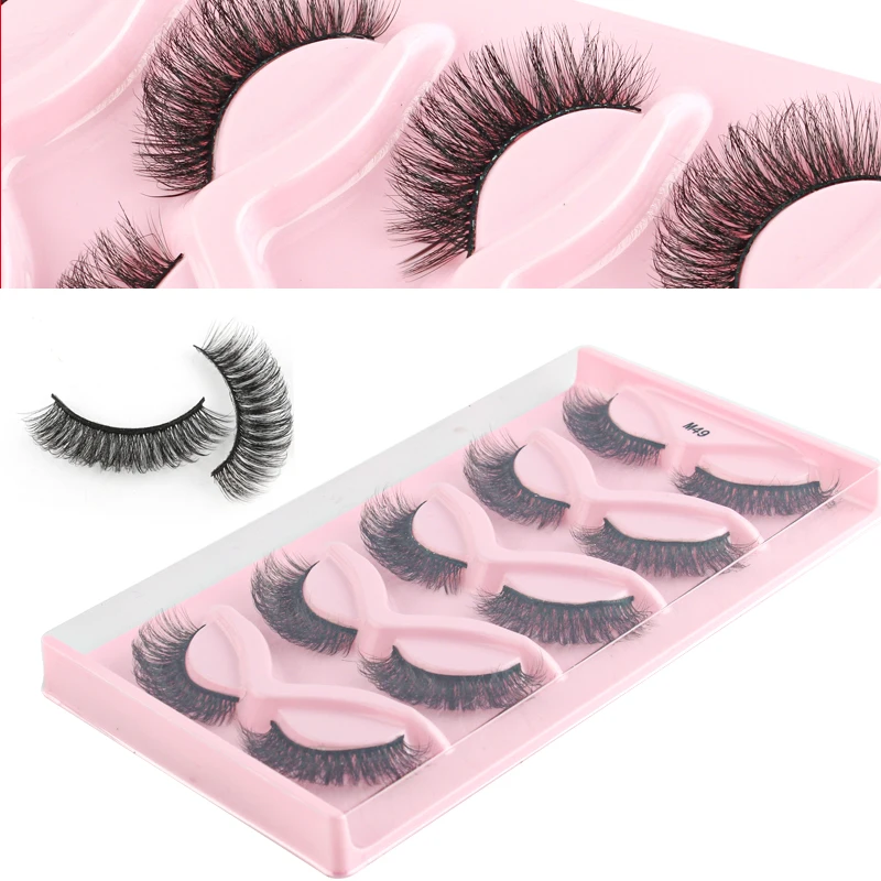 3/5/10 Paar Halve Wimpers Cat-Eye 3d Nerts Wimpers Gekruld Natuurlijke Realistische Dikke Valse Wimpers Zachte Nepwimpers
