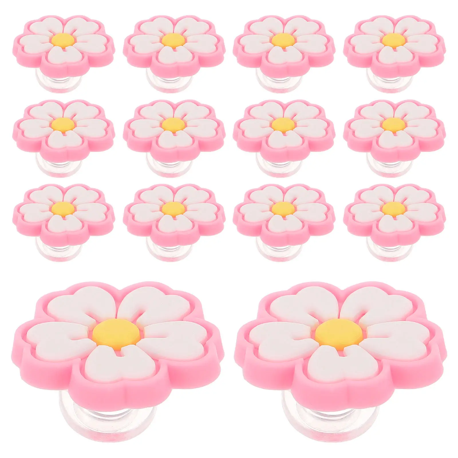 

30Pcs Cute PVC Pencil Charms Flower Floral Pen Clip Holder Cartoon Pencil Topper Decorative Pen Clip Buckle for School Office