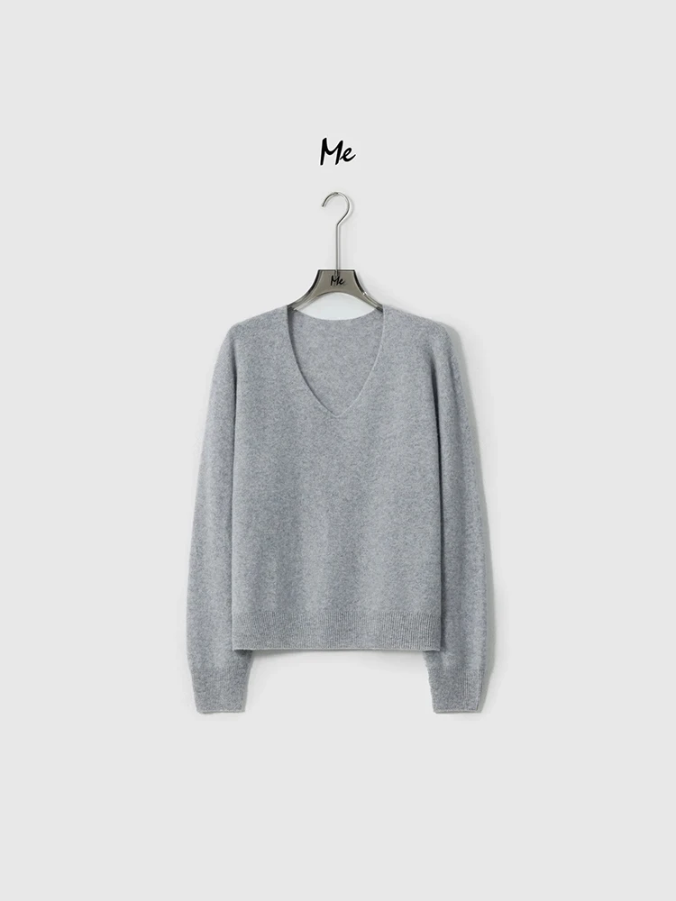 

Свитер с эффектом похудения, V-образным вырезом, из смесовой ткани, в стиле Yang's Personal, из молочного бархата Цинтао, универсальный, средней длины