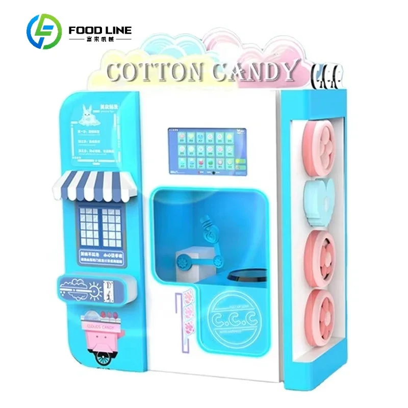 Automatic Vending Machine New Floss Cotton Candy Machine Self Service Machine Lollipop Marshmallow Candy Customized