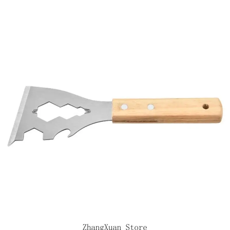 3xuf kokoh stainless steel scraper dengan pegangan kayu aksesori portabel nyaman untuk berbagai tugas pembersihan