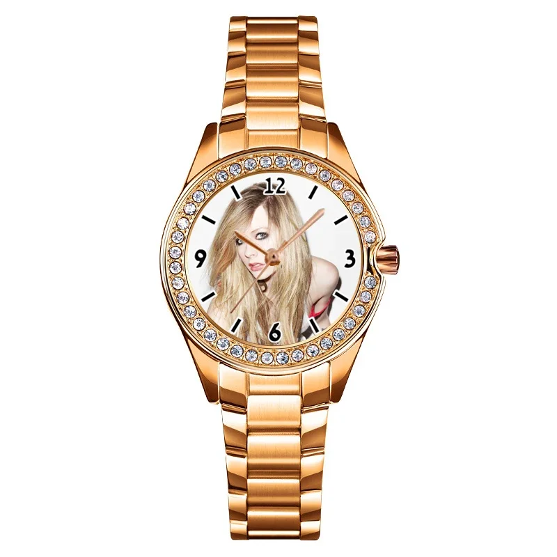 Foto personalizada Watch para senhoras, design criativo, gravura de imagem no mostrador do relógio, presente original para a menina, logotipo personalizado relógio